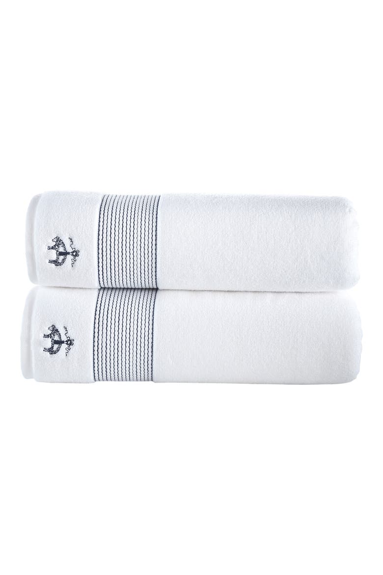 2-Piece Robe Stripe Towel Set, Main, color, NAVY