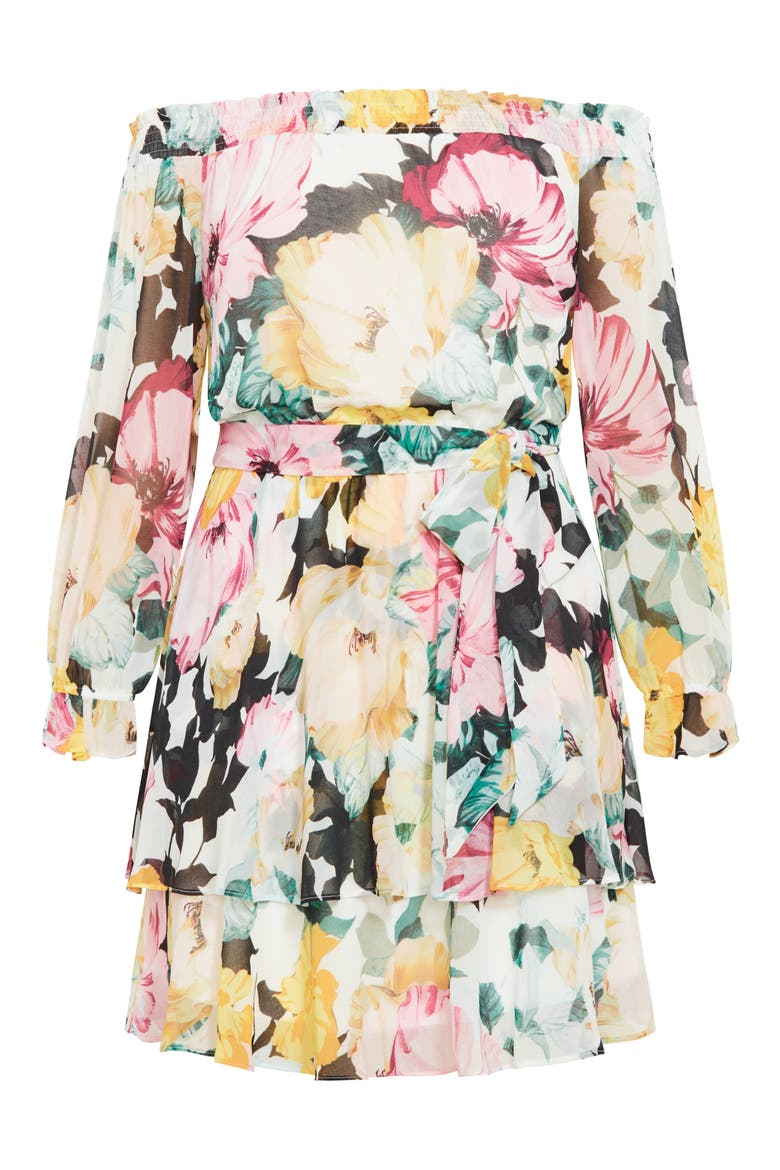 Odessa Off the Shoulder Long Sleeve Dress, Alternate, color, IVORY BLOOM
