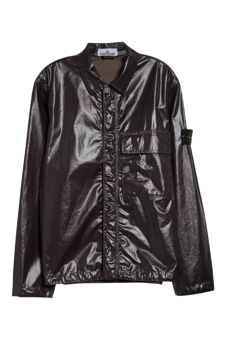 Coated Cotton Shirt Jacket, Alternate, color, CHARCOAL