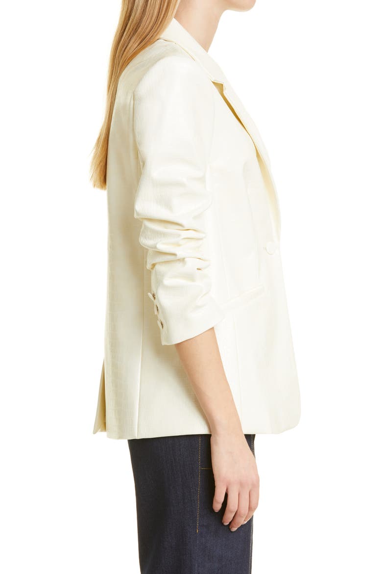 Kylie Faux Croc Embossed Blazer, Alternate, color, ALABASTER