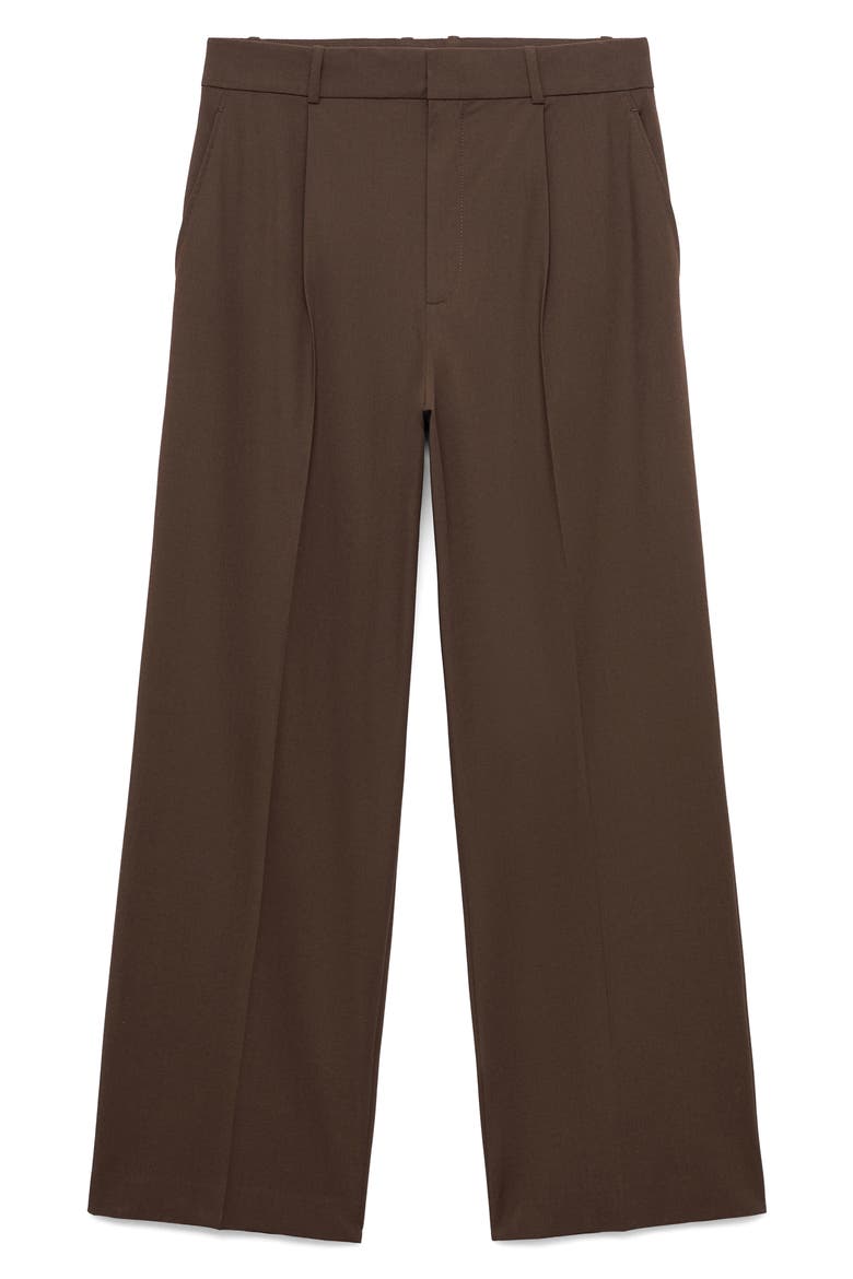 Pleated Wide Leg Pants, Alternate, color, BROWN
