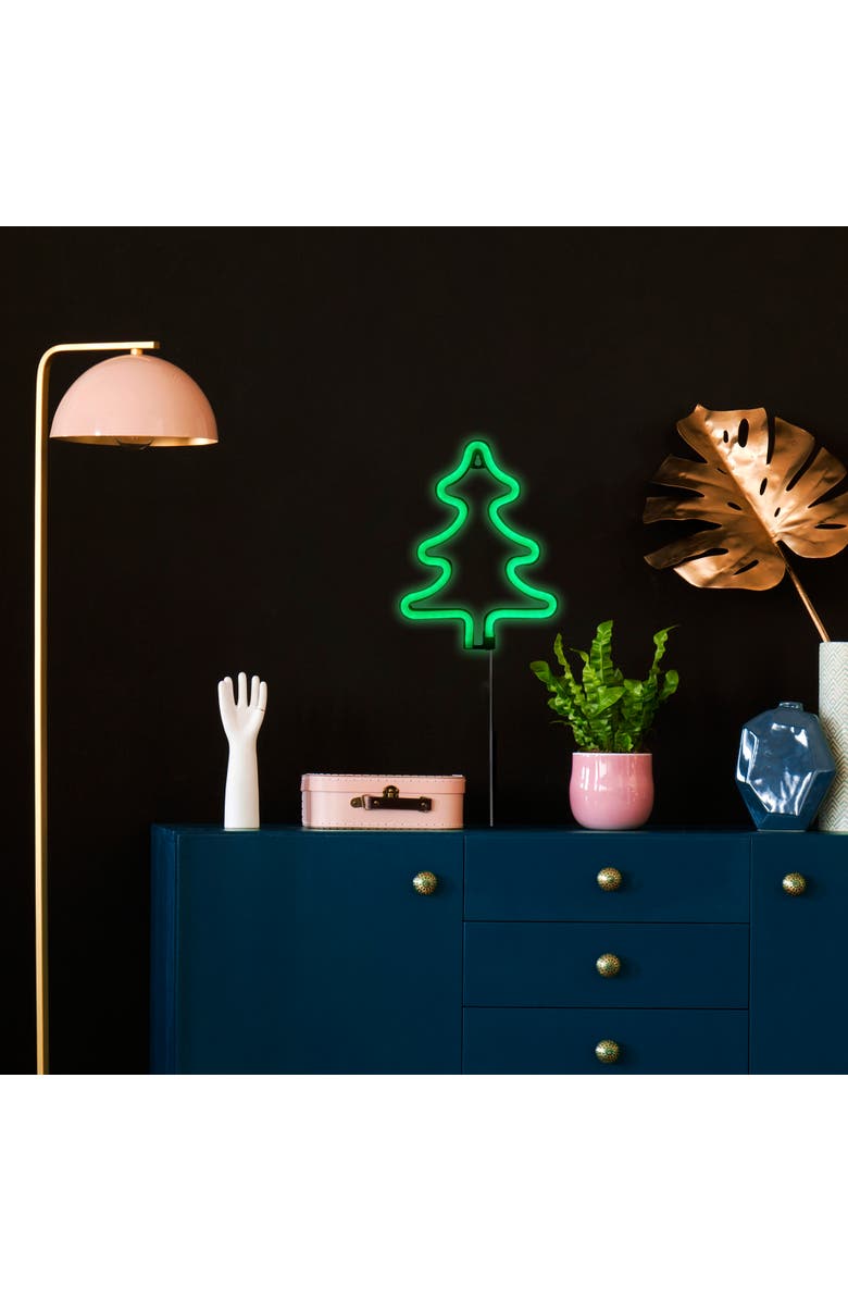 Northlight LED Christmas Tree Neon Lighted Decoration - 9.5" - Green, Alternate, color, Green