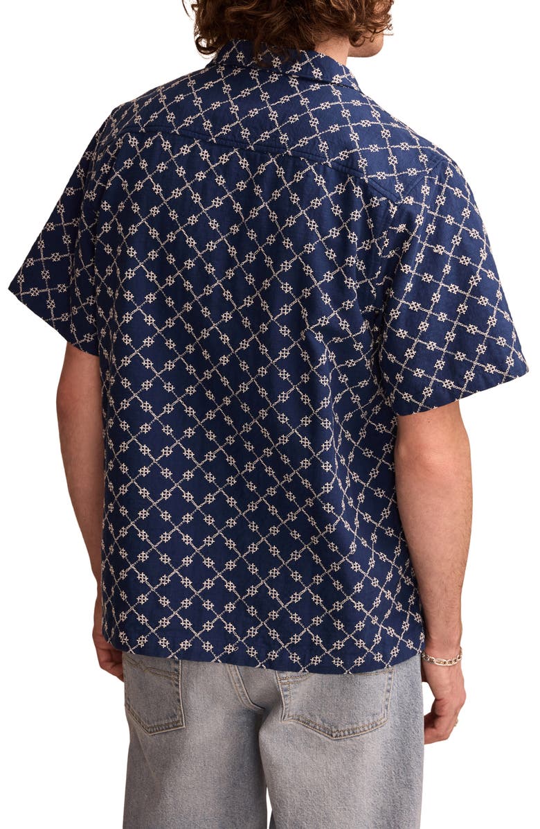 Lucky Brand Lattice Embroidered Camp Shirt, Alternate, color, 