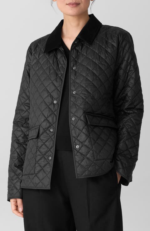 Eileen Fisher Corduroy Collar Quilted Jacket (Regular & Petite)