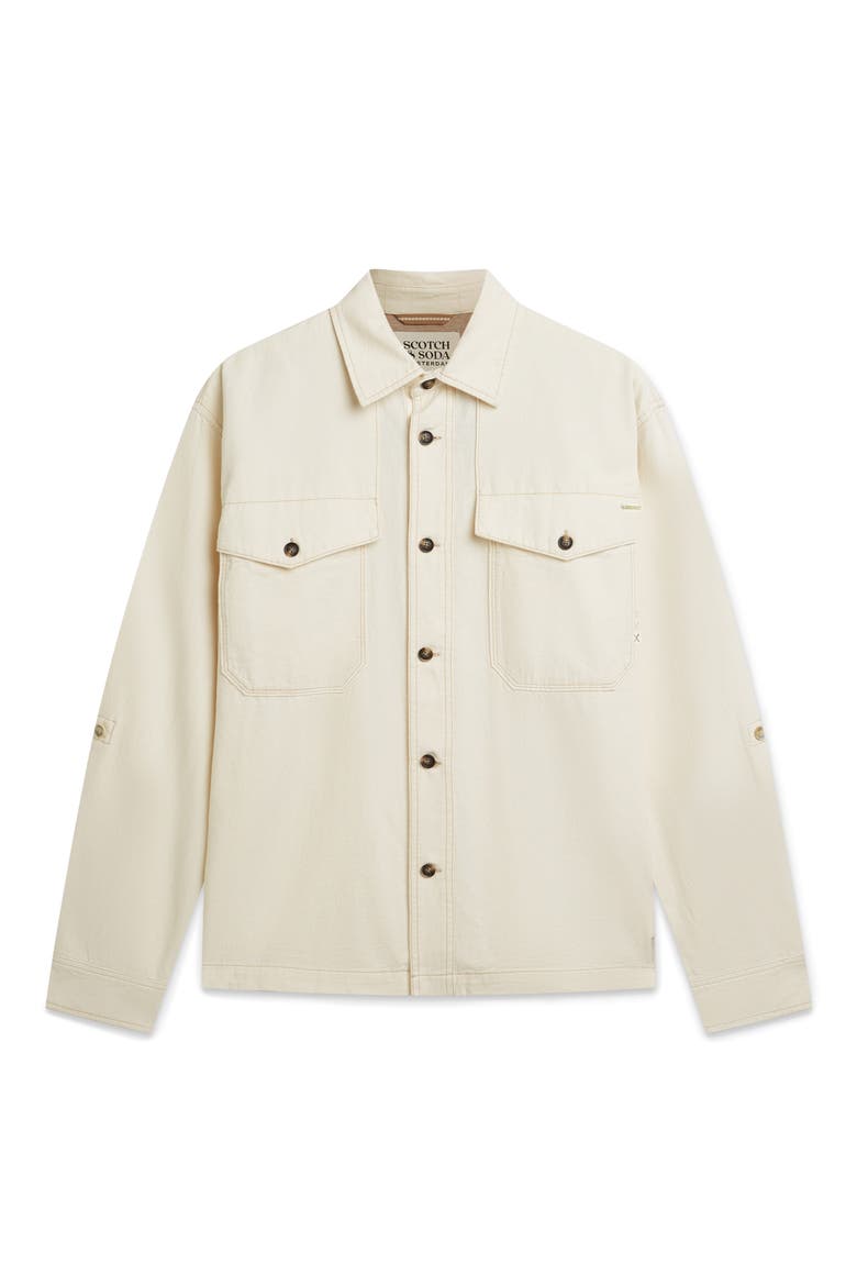 Cotton & Linen Overshirt, Alternate, color, EGGNOG