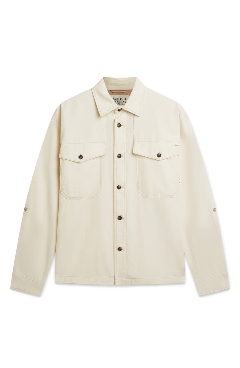 Scotch & Soda Cotton & Linen Overshirt, Alternate, color, Eggnog