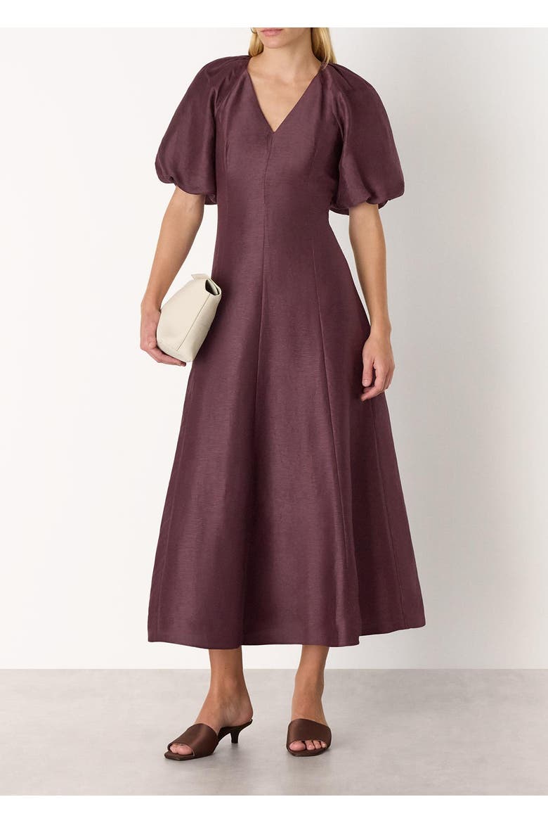 Silk Blend Taffeta Maxi Dress, Alternate, color, Burgundy