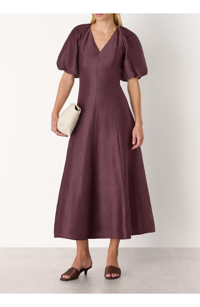 Whistles Silk Blend Taffeta Maxi Dress, Alternate, color, Burgundy