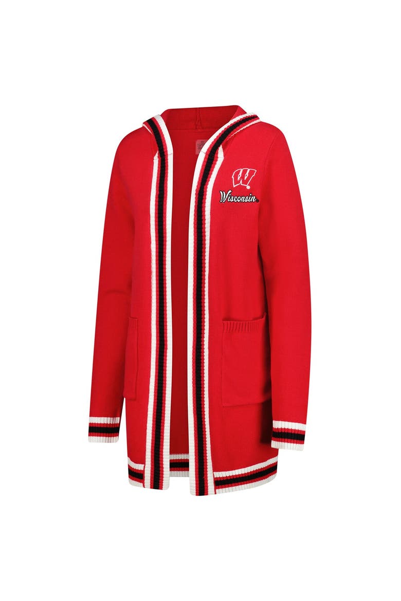 Women's Gameday Couture  Red Wisconsin Badgers Tri-Blend Rounded Stripe Cardigan, Alternate, color, Red