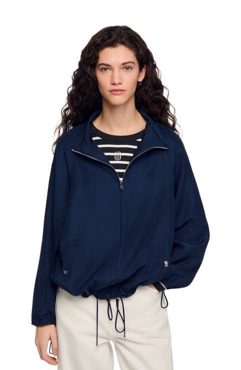Embroidered collar oversized jacket