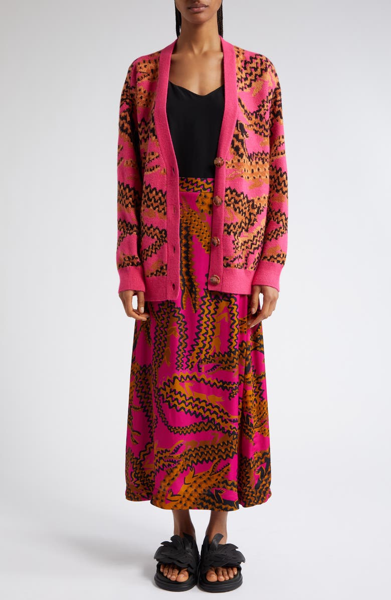 FARM Rio Croco Jacquard Cardigan, Alternate, color, 