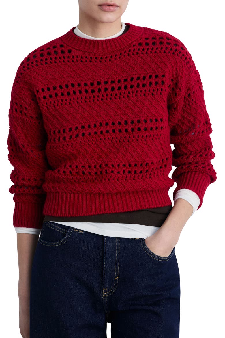 Openwork Sweater, Main, color, RED