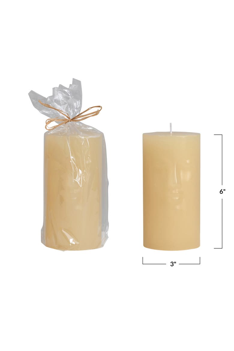 Unscented Face Pillar Candle, Cream, Alternate, color, Cream