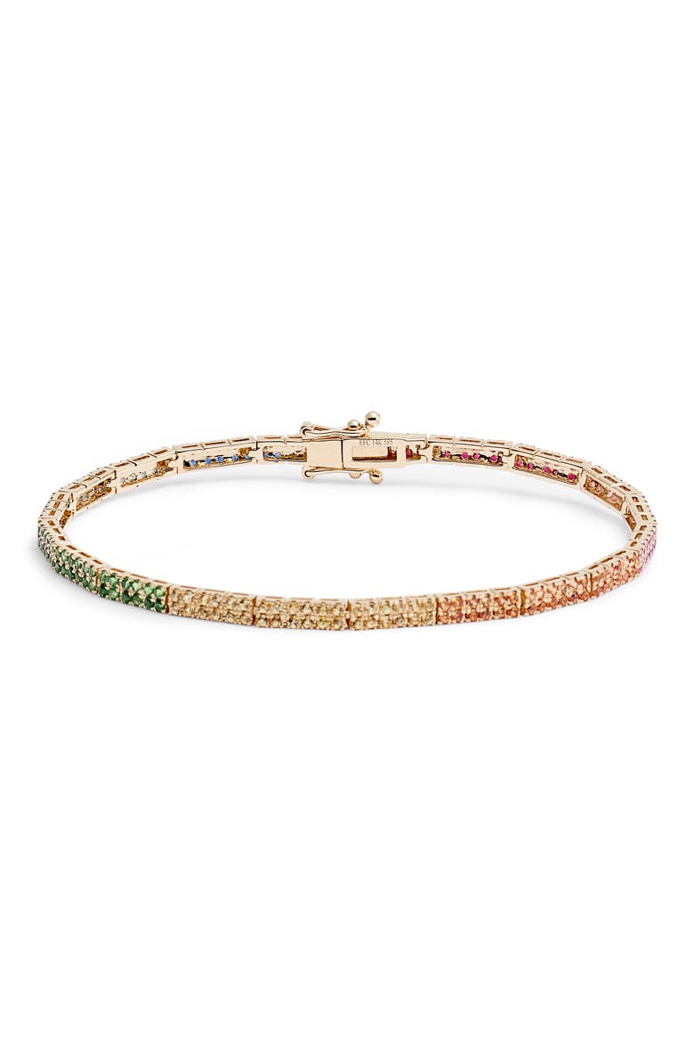 Double Row Rainbow Jewel Eternity Bracelet, Main, color, YELLOW GOLD/ RAINBOW