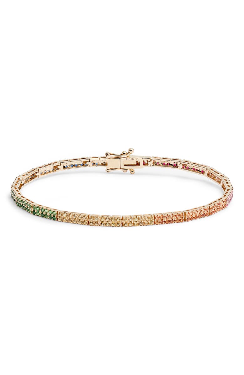 EF Collection Double Row Rainbow Jewel Eternity Bracelet, Main, color, 