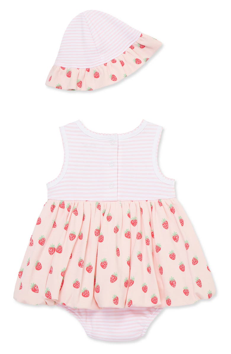 Little Me Strawberries Skirted Bodysuit & Sun Hat Set, Alternate, color, 
