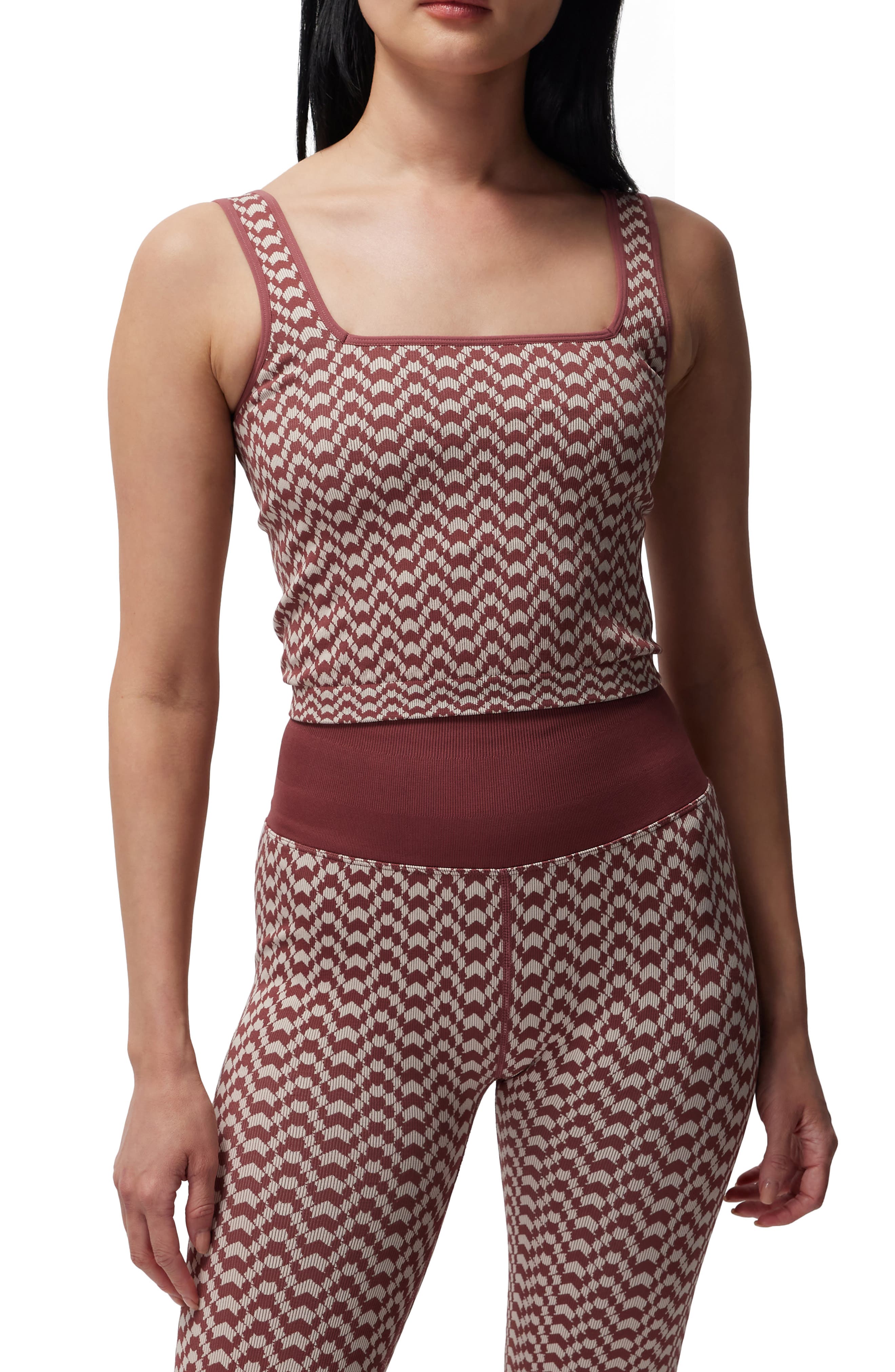 Spiritual Gangster Athena Seamless Jacquard Rib Crop Top (Women ...