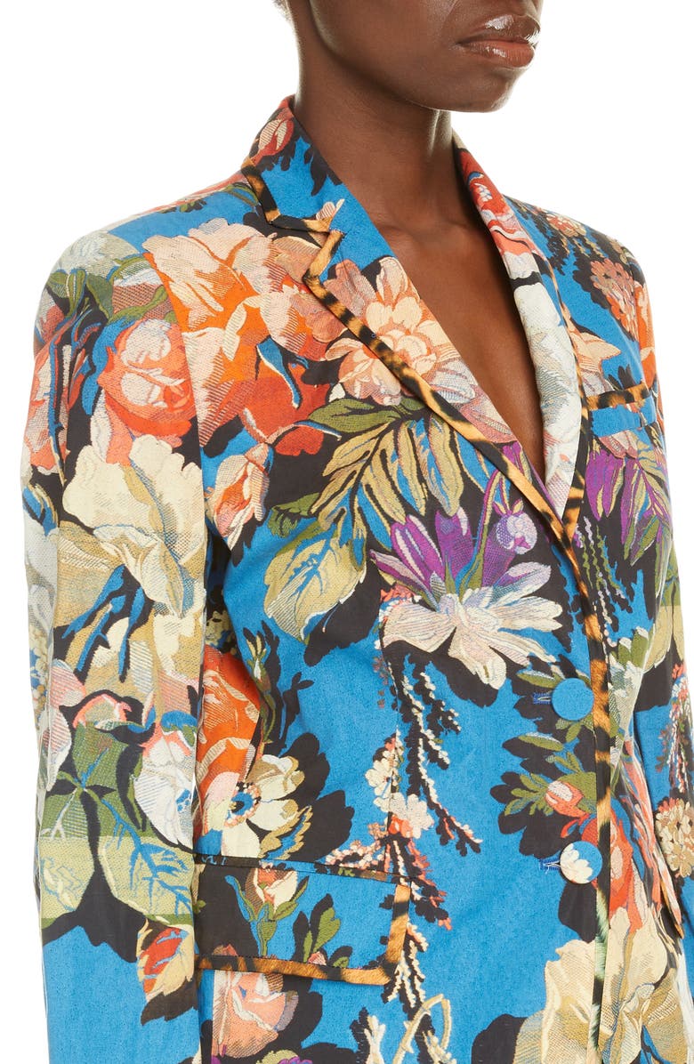 Dries Van Noten Belma Floral Silk Blend Jacquard Blazer, Alternate, color,