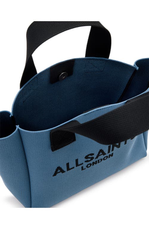 Shop Allsaints Mini Izzy Recycled Polyester Tote In Steel Blue