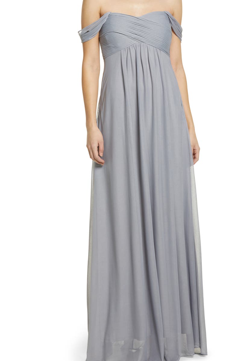 BIRDY GREY Maria Convertible Sleeve Tulle Gown, Alternate, color,