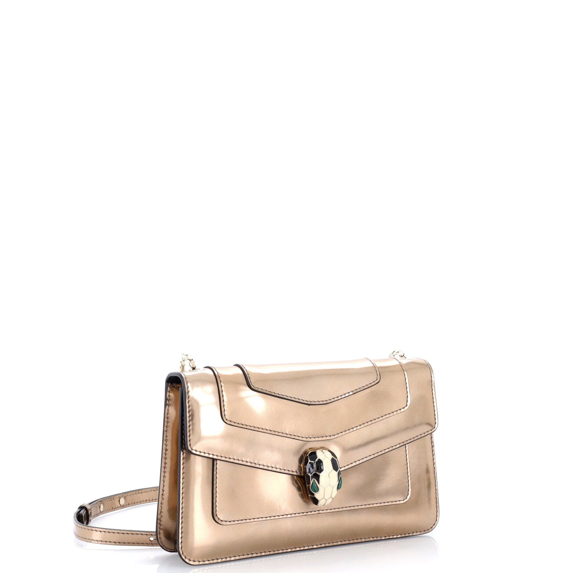 Serpenti Forever Shoulder Bag Metallic Leather Small, Alternate, color, White