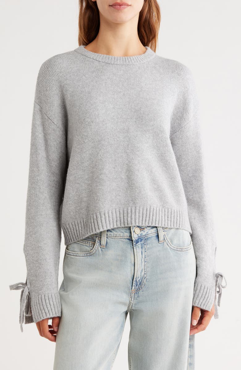 Abound Cozy Bow Sleeve Sweater, Main, color, Grey Heather