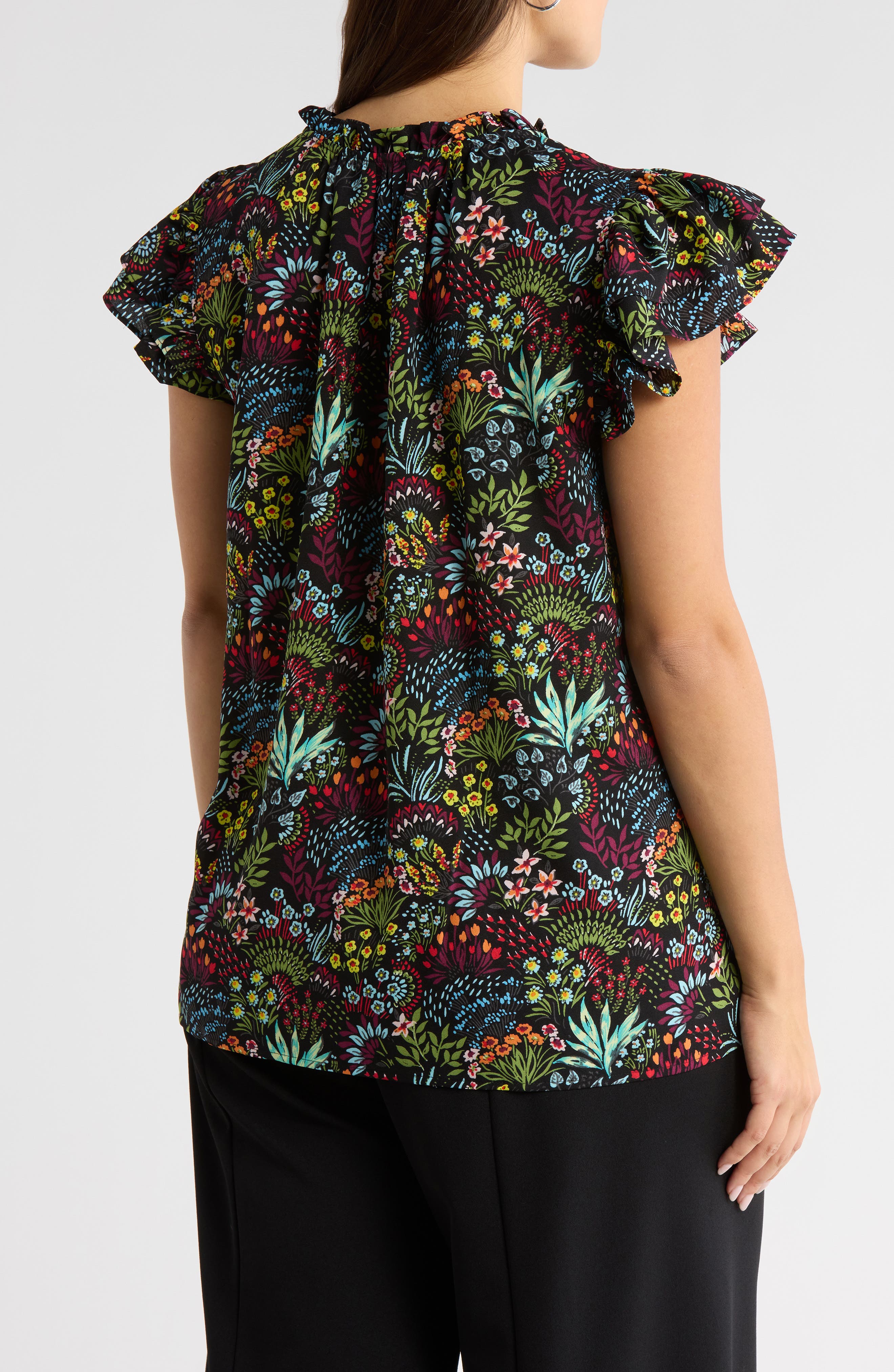 Yorbie Bellissima Floral Flutter Sleeve Top - image 2