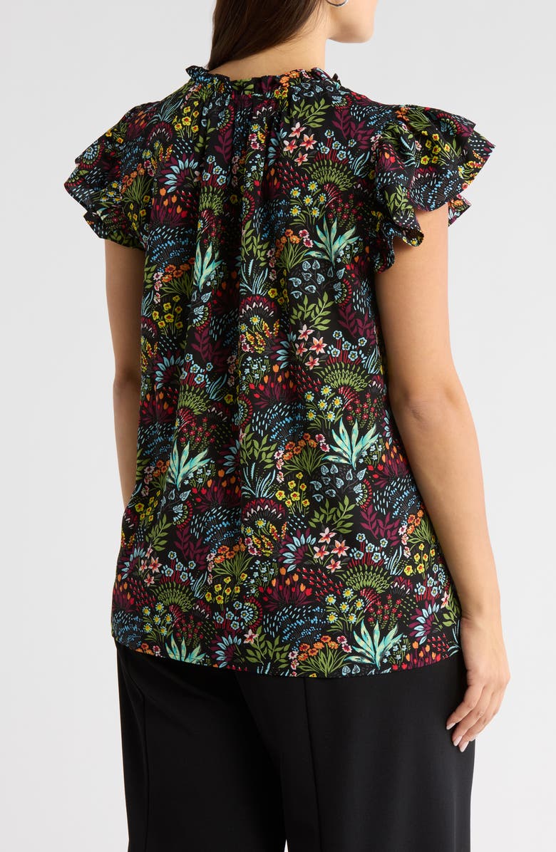 SUGARLIPS Yorbie Bellissima Floral Flutter Sleeve Top, Alternate, color, Black-Multi