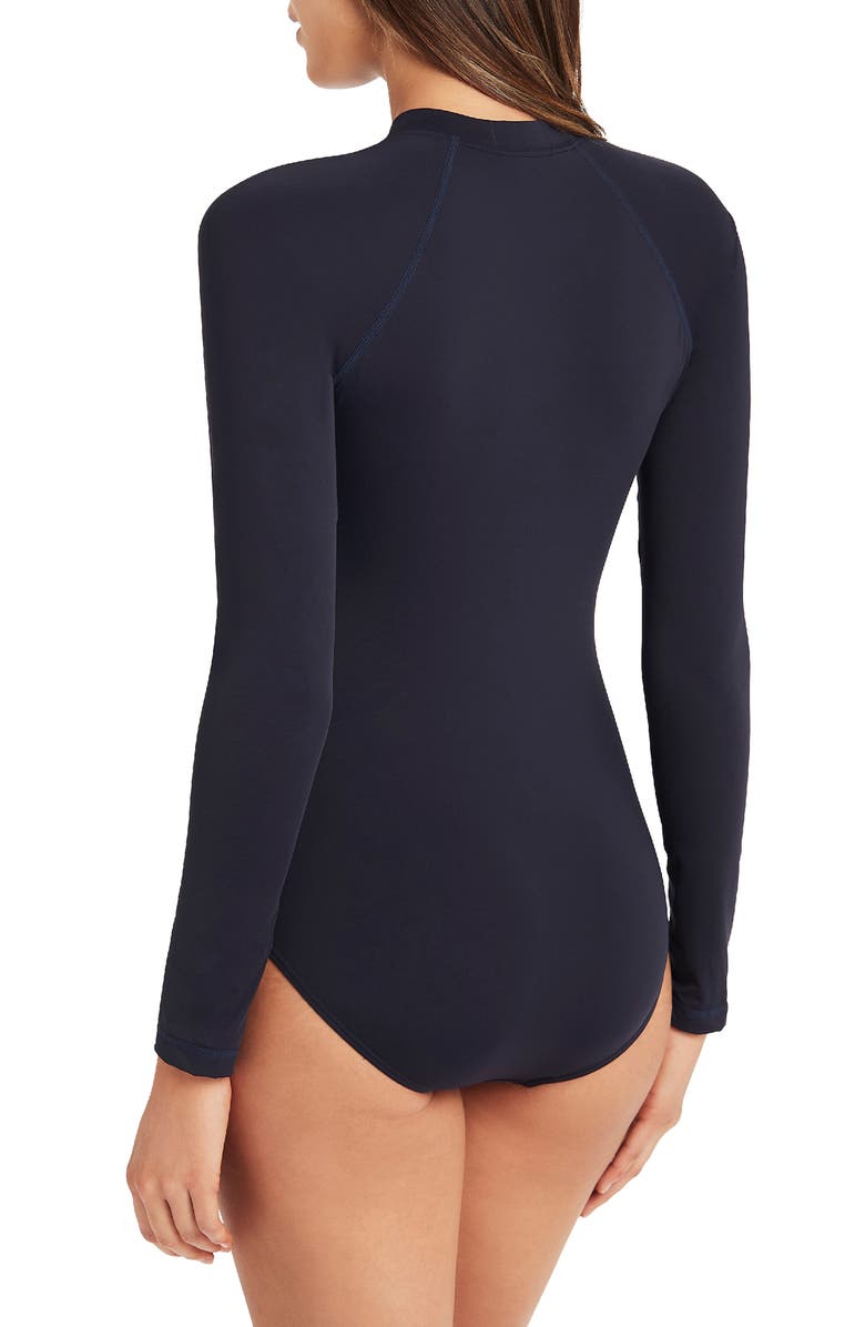 Sea Level Front Zip One-Piece Swimsuit, Alternate, color, 