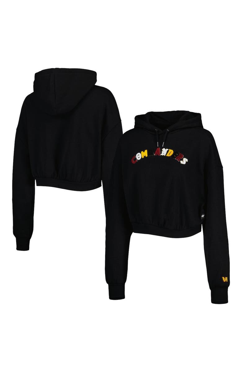 THE WILD COLLECTIVE Women's The Wild Collective Black Washington Commanders Cropped Pullover Hoodie, Main, color, 
