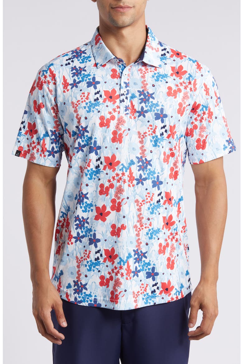 Lundy Floral Golf Polo, Main, color, HORIZON BLUE