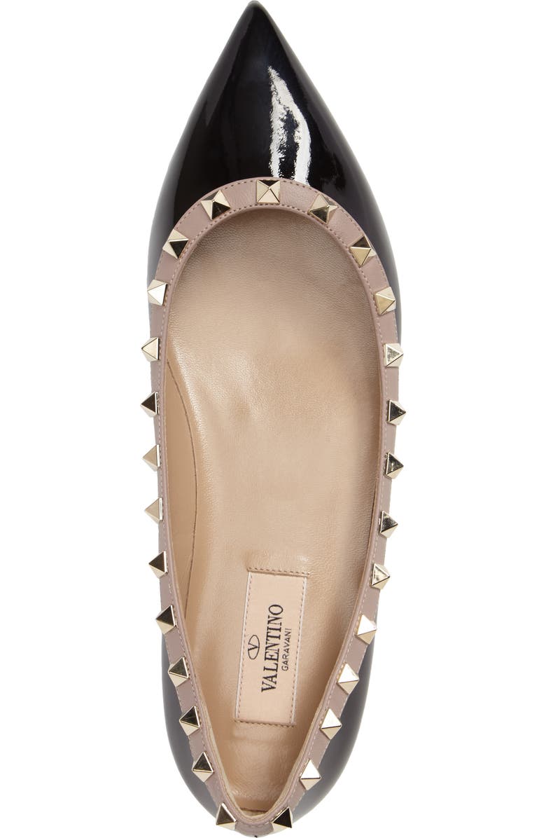 Valentino Garavani Rockstud Pointed Toe Ballerina Flat, Alternate, color,