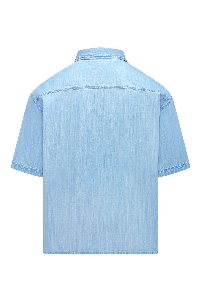 Indigo Boxford Short Sleeve Cotton Button-Up Shirt, Alternate, color, INDIGO