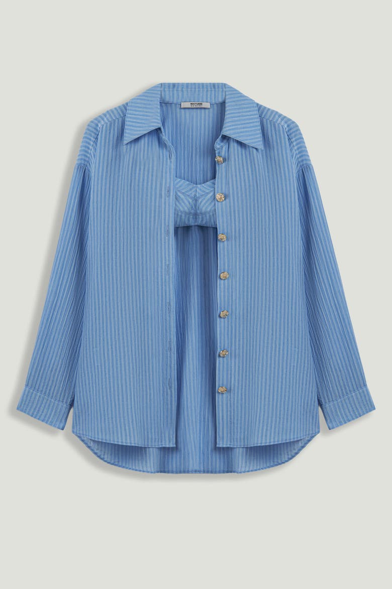 Bustier-Detail Shirt, Alternate, color, Blue