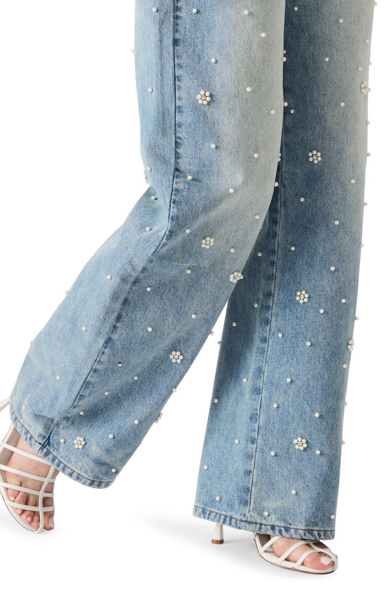 Steve Madden Fianna High Waist Faux Pearl Flare Leg Jeans, Alternate, color, Coastal Buffalo