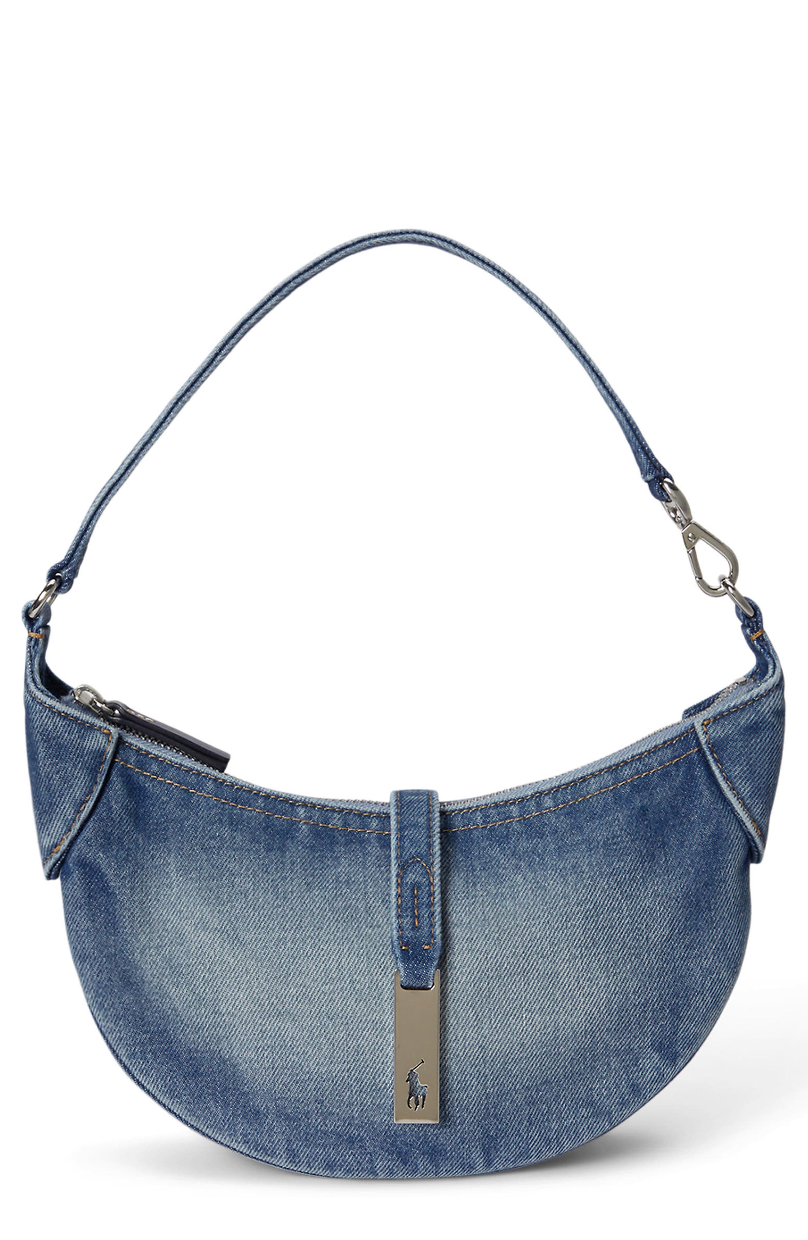 Polo Ralph Lauren Mini Polo ID Denim Shoulder Bag, Main, color, Joan Wash
