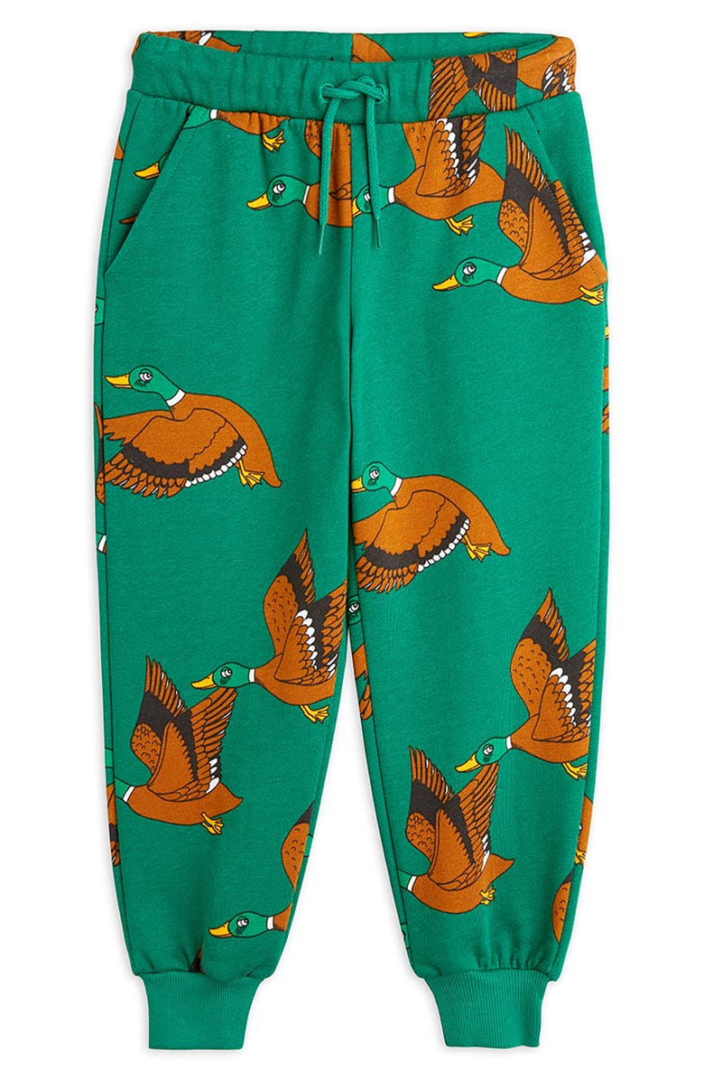 Mini Rodini Kids' Ducks Allover Print Organic Cotton Joggers, Main, color, 