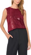Vince Camuto Asymmetrical Neck Sequin Top