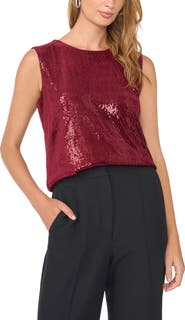 Vince Camuto Asymmetrical Neck Sequin Top