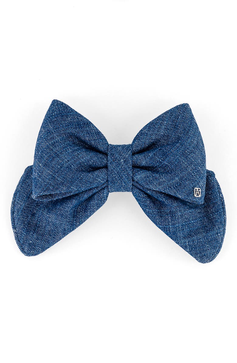 Alexandre de Paris Denim Bow Barrette, Main, color, 
