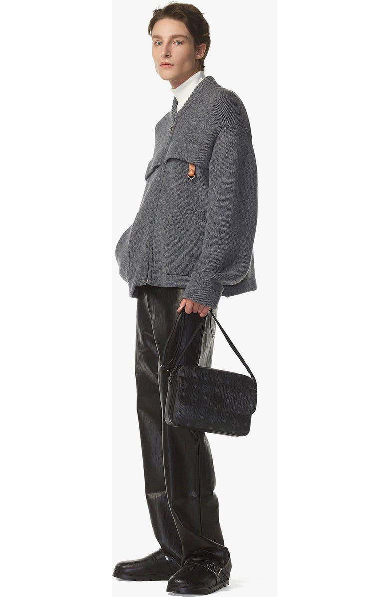 MCM Aren Messenger Bag in Visetos, Alternate, color, Black