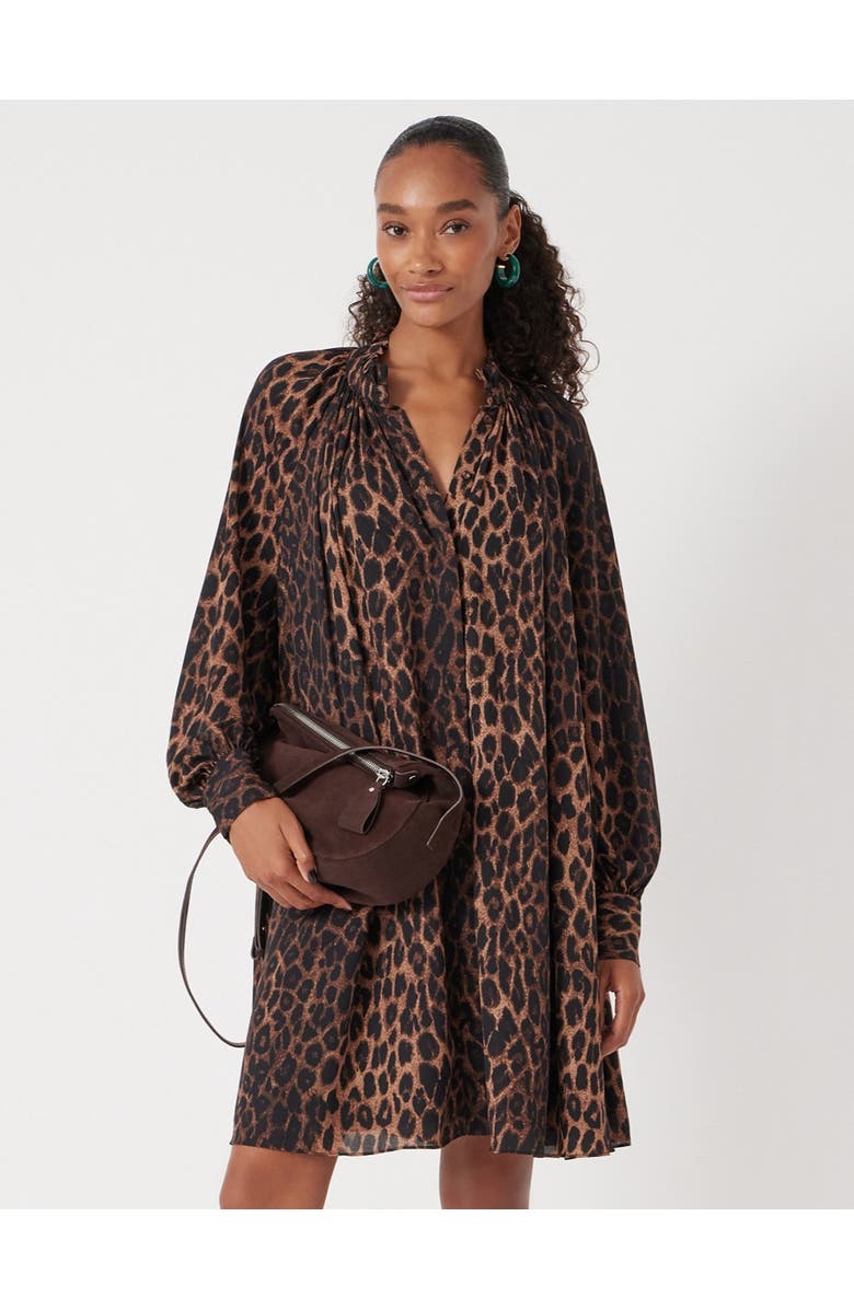 Hush Printed Chiffon Mini Dress, Main, color, Natural Leopard Brown