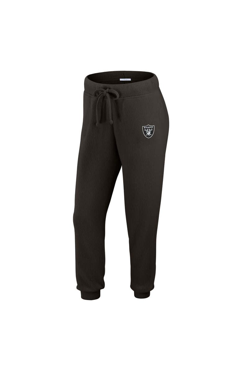 WEAR by Erin Andrews Women's WEAR by Erin Andrews  Cream Las Vegas Raiders Knitted Tri-Blend Long Sleeve T-Shirt & Pants Lounge Set, Alternate, color, Black