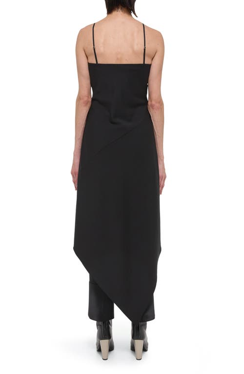 Helmut Lang Scarf Hem Wool Midi Dress In Black