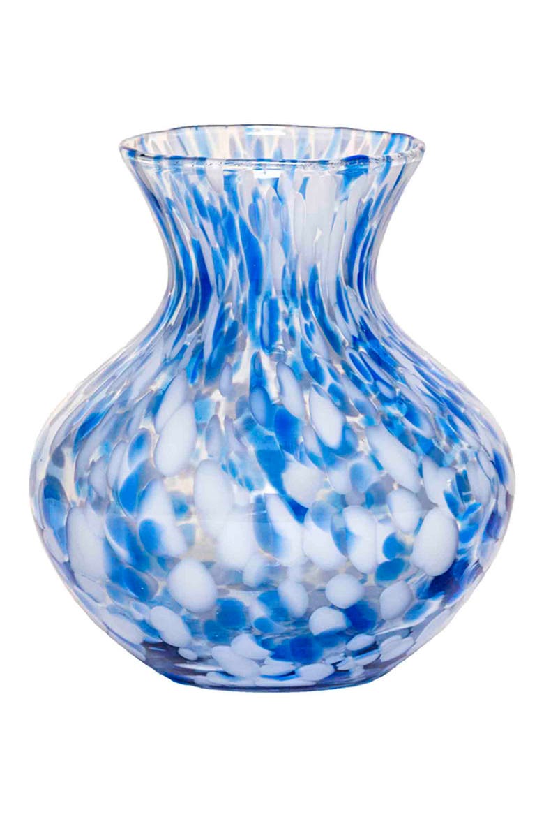 Puro 6-Inch Tortoiseshell Pattern Glass Vase, Main, color, BLUE