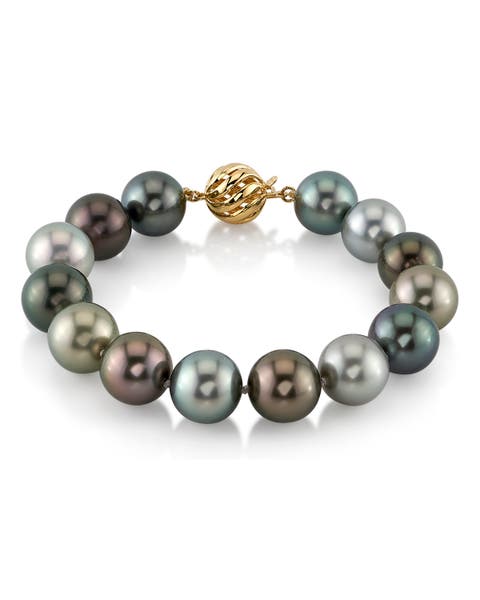 11-12mm Tahitian South Sea Multicolor Pearl Bracelet - Premier AAAA Quality