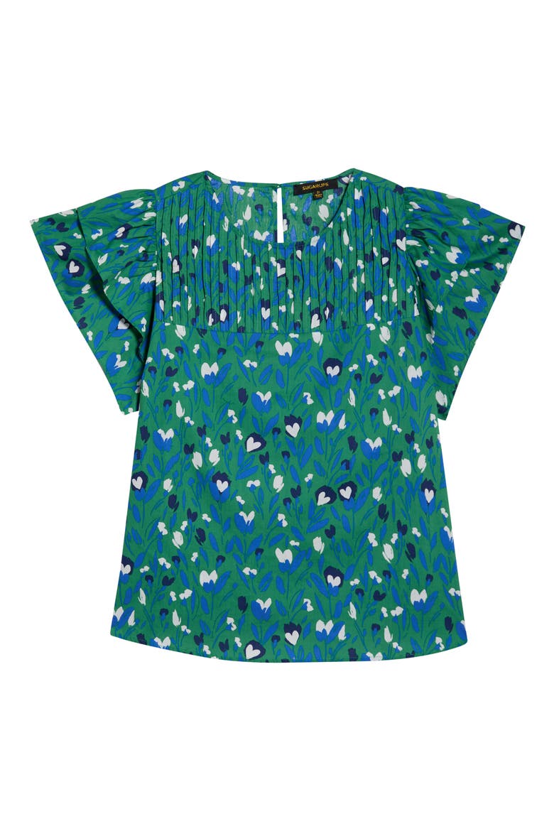 Laury Floral Print Cap Sleeve Shirt, Alternate, color, KELLY-MULTI