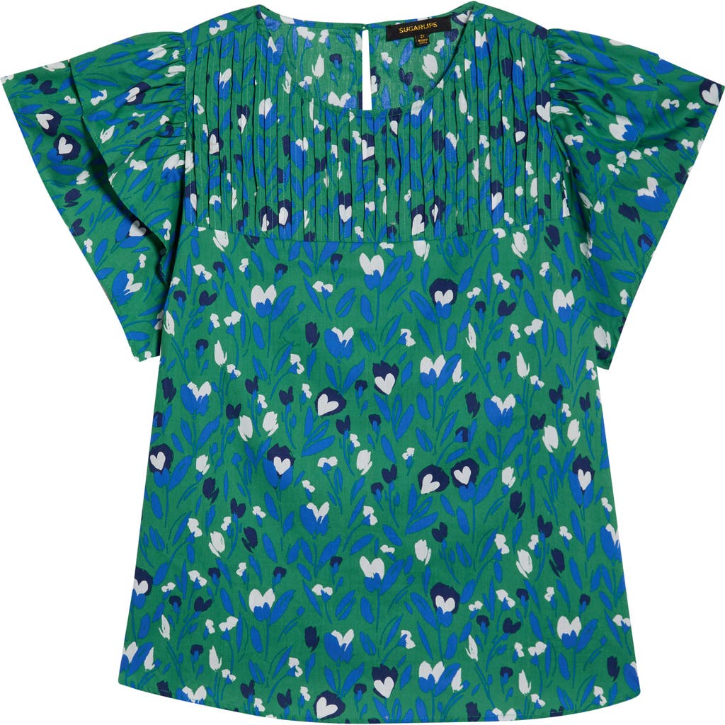 Sugarlips Laury Floral Print Cap Sleeve Shirt