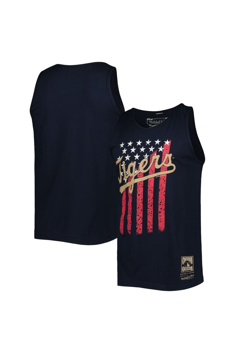 Men's Mitchell & Ness Navy Detroit Tigers Cooperstown Collection Stars and Stripes Tank Top, Main, color, Navy