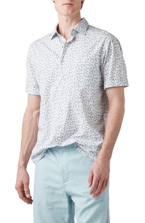 Acacia Bay Fish Print Short Sleeve Button-Up Shirt